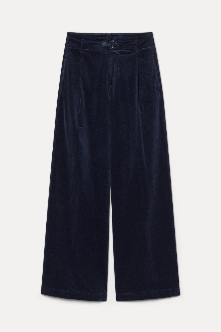 Wide-leg corduroy trousers dark blue