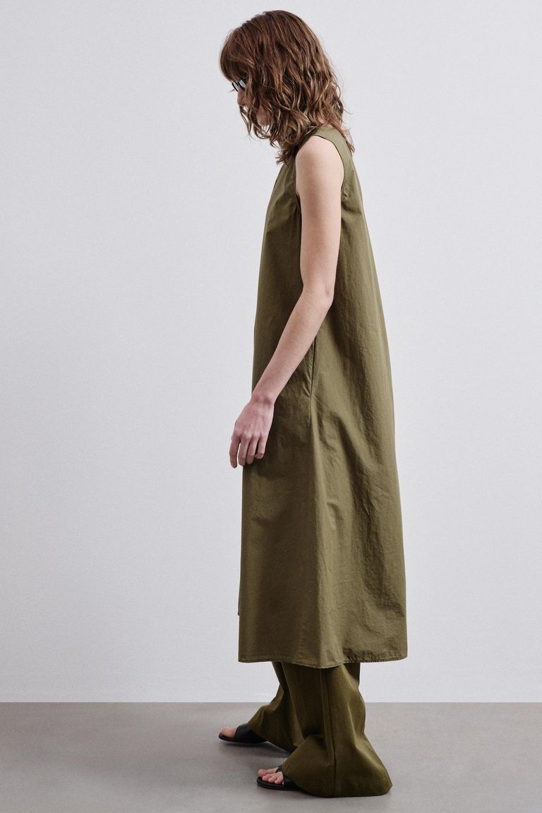 Abito in popeline di cotone khaki
