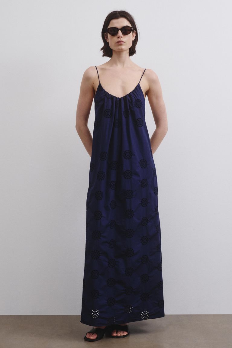 Cotton broderie anglaise dress midnight blue