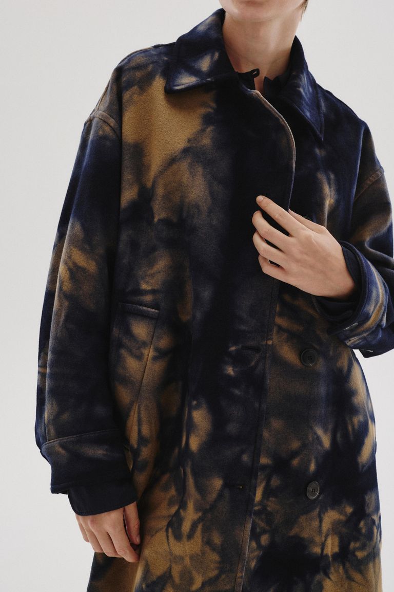 Manteau en drap de laine maltinto bleu marine