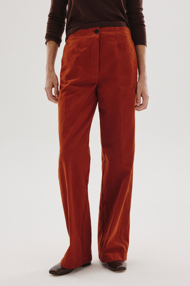 Iconic brushed cotton drill trousers terracotta