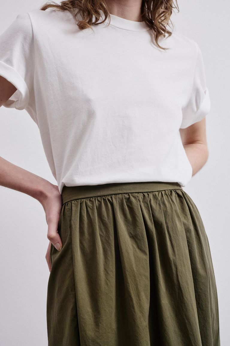 Gonna in gabardina di cotone khaki