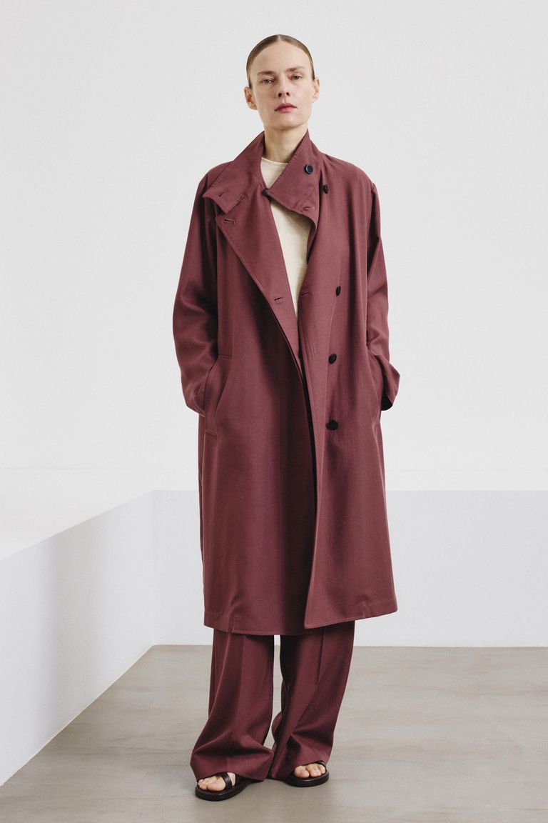 Fluid twill tencel coat mauve
