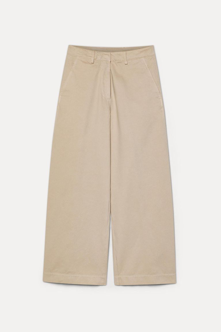 Barrel-leg brushed cotton drill trousers
