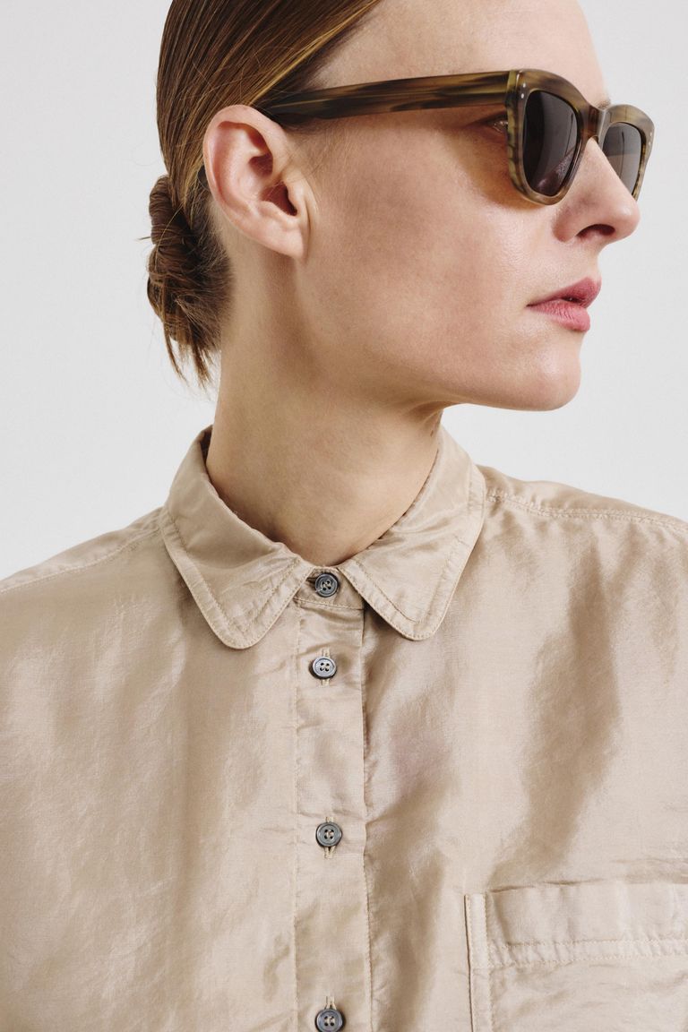Cotton and silk bonded fabric shirt