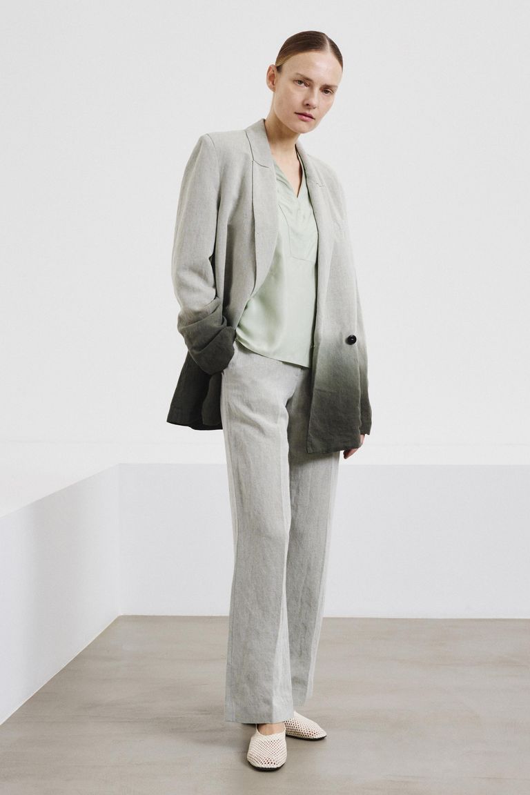 Slubbed cotton trousers olive