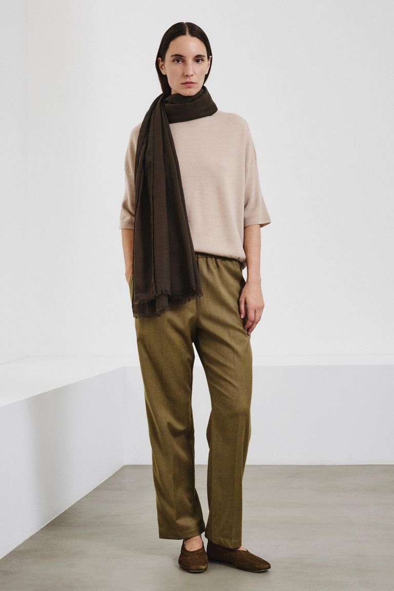 Mélange cotton and wool flannel jogging trousers