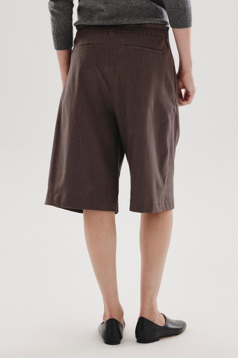 Cotton and wool flannel bermuda shorts dove grey