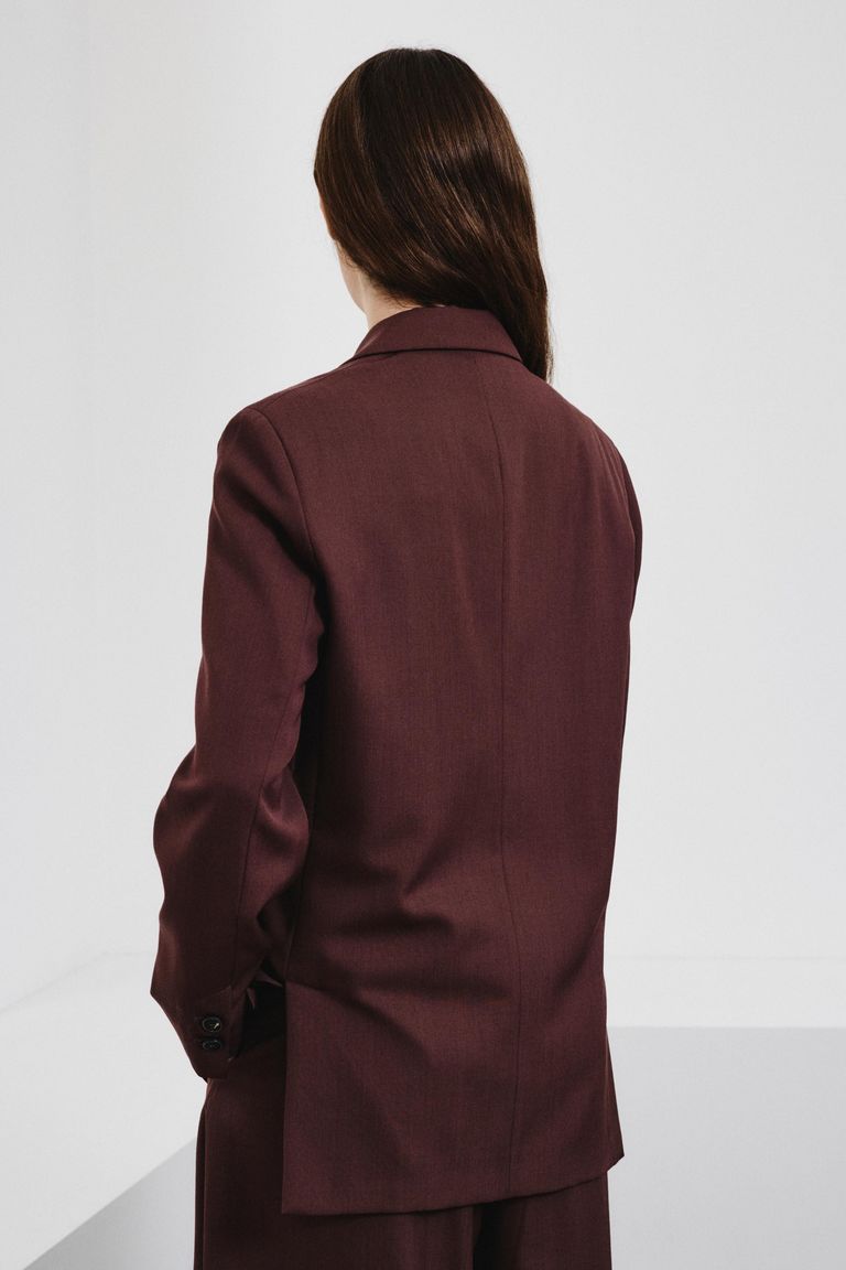 Technical wool gabardine double-breasted jacket
