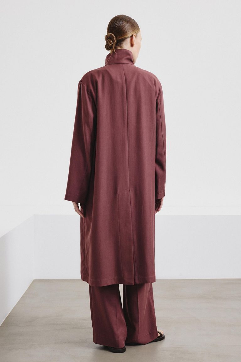 Fluid twill tencel coat mauve