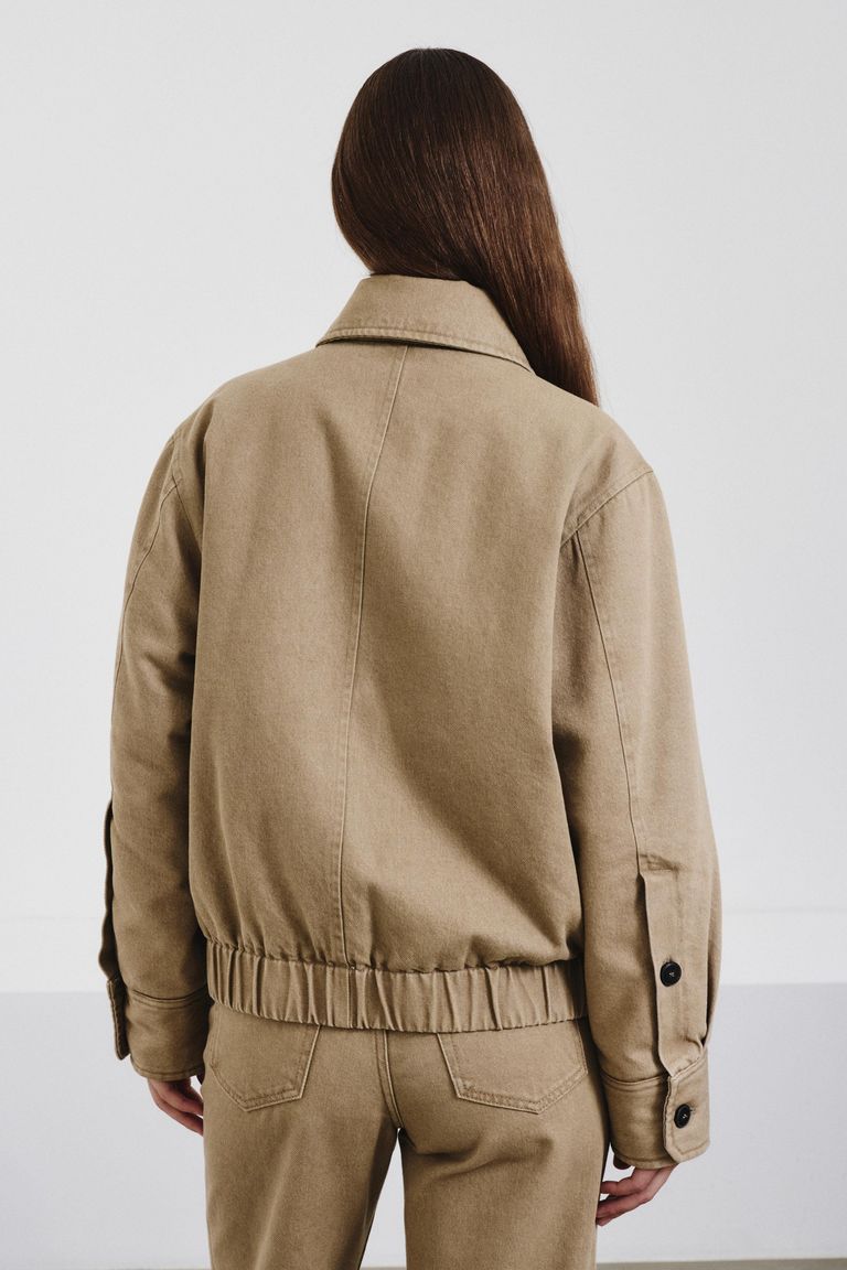 Faded cotton and lyocell bull denim jacket sage