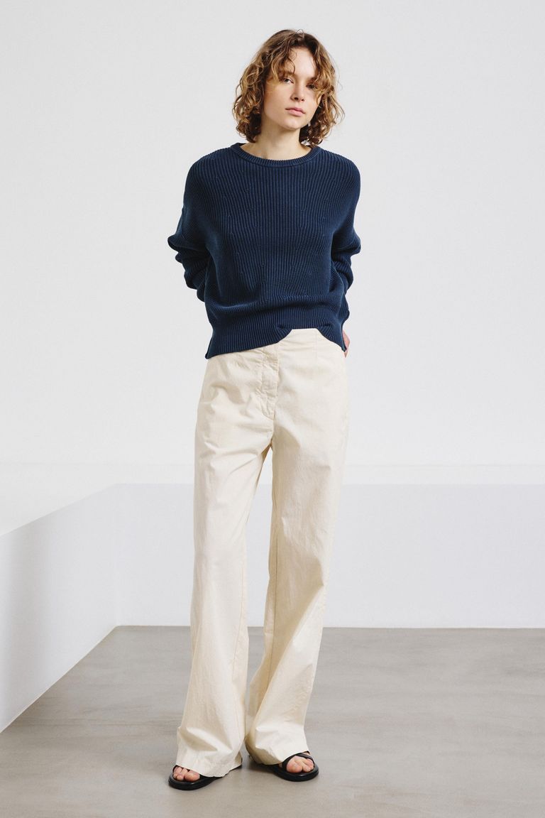 Iconic cotton gabardine trousers lime white