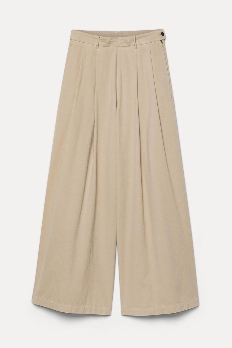 Wide-leg cotton and wool flannel trousers
