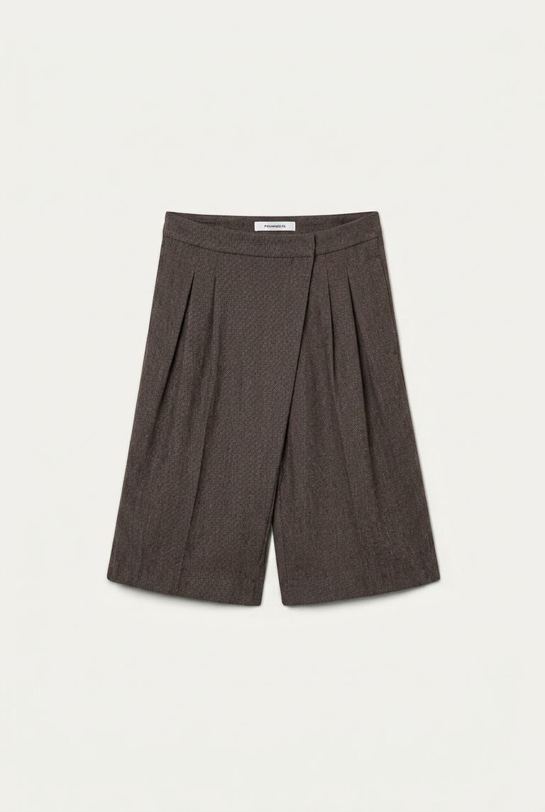 Cotton and wool flannel bermuda shorts dove grey