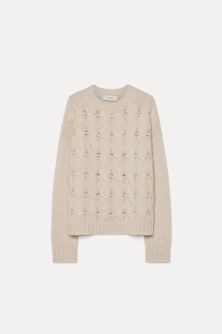 Alpaca and Merino wool cable-knit crewneck sweater