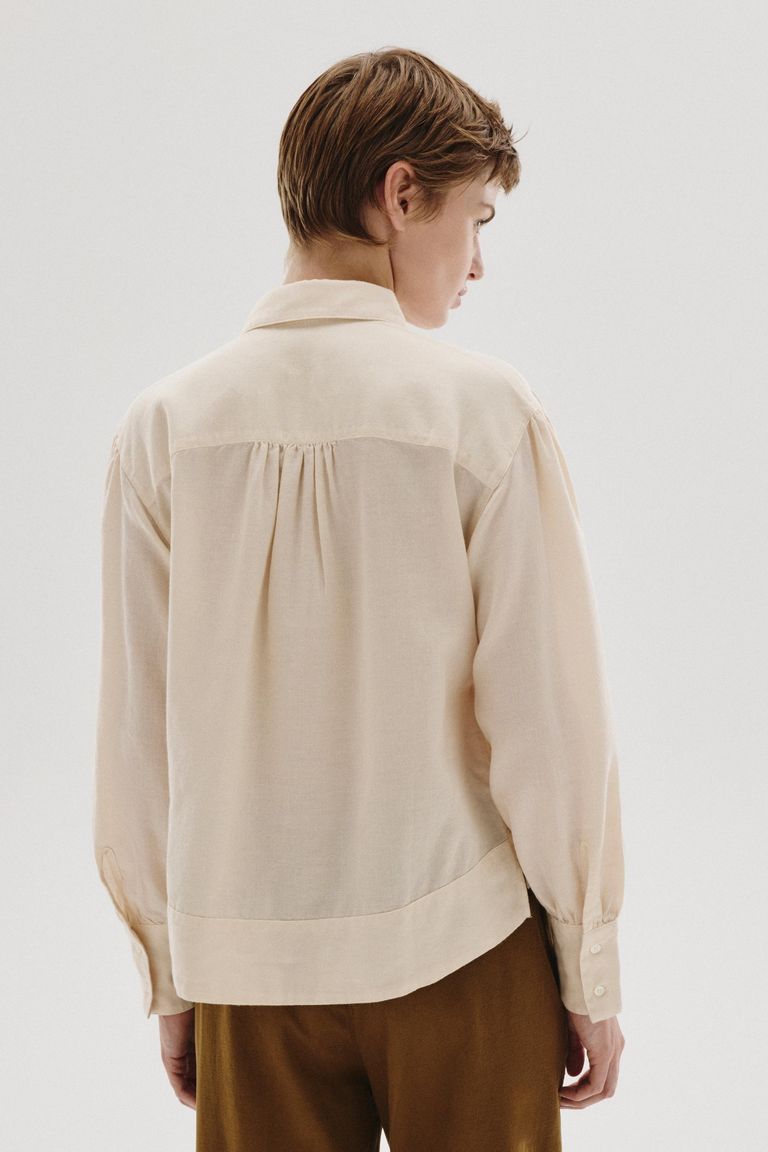 Cotton and wool micro-weave shirt