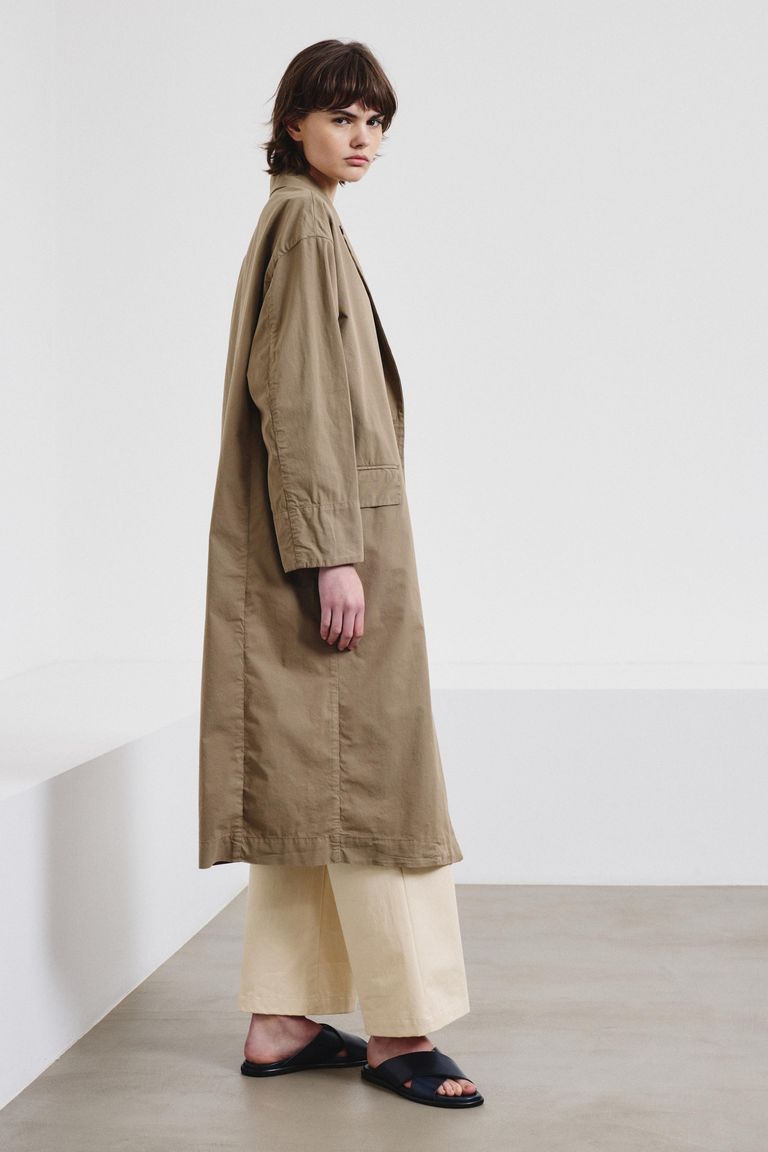 Cotton gabardine coat dove grey