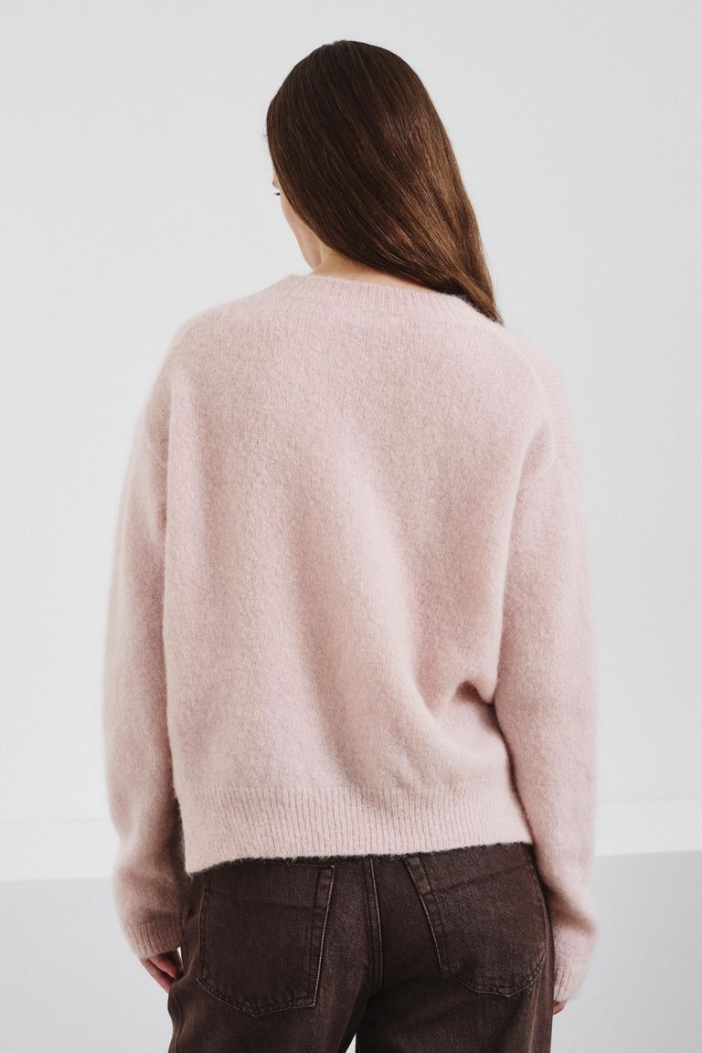 Crewneck mohair sweater antique pink