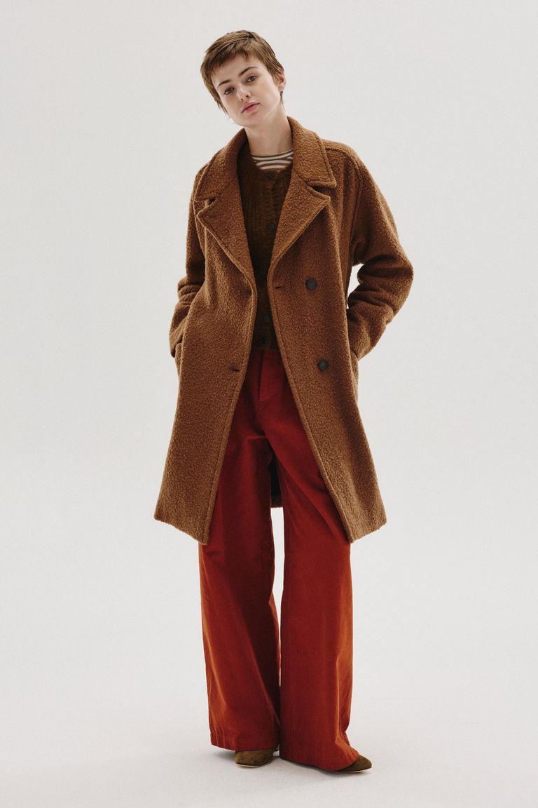 Oversized virgin wool bouclé cloth coat