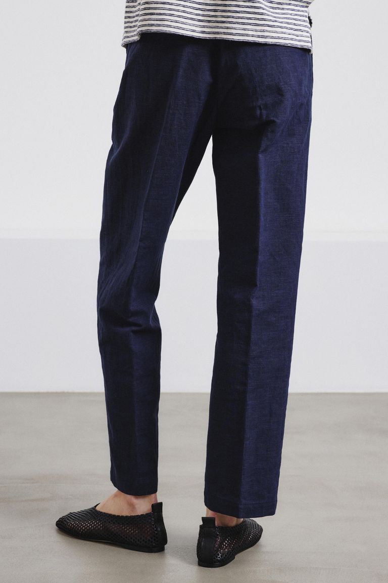 Cotton and linen twill jogging trousers Blue
