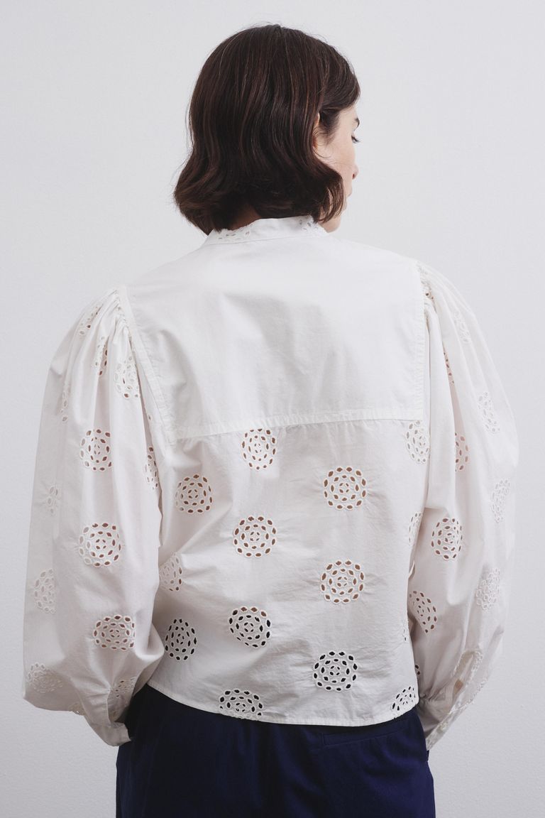 Camicia in sangallo di cotone latte