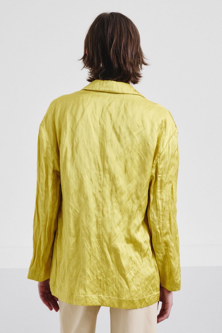 Crinkled viscose satin jacket topaz