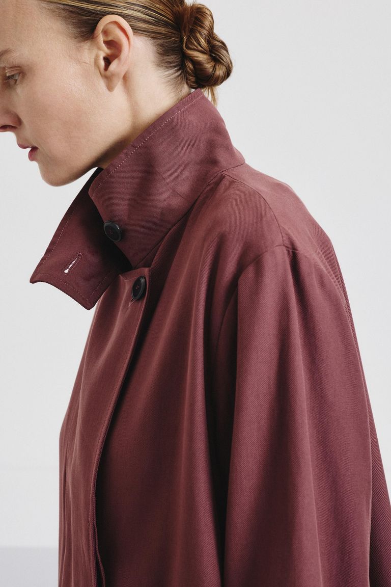Fluid twill tencel coat mauve