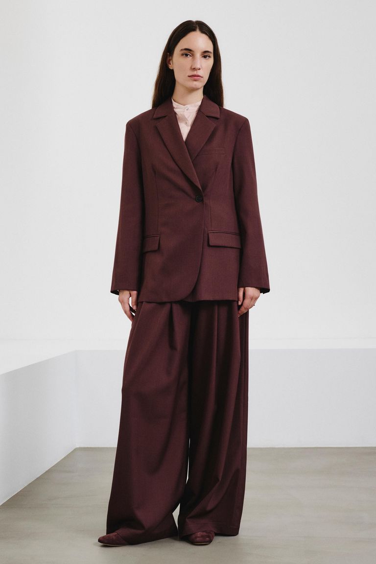 Technical wool gabardine double-breasted jacket