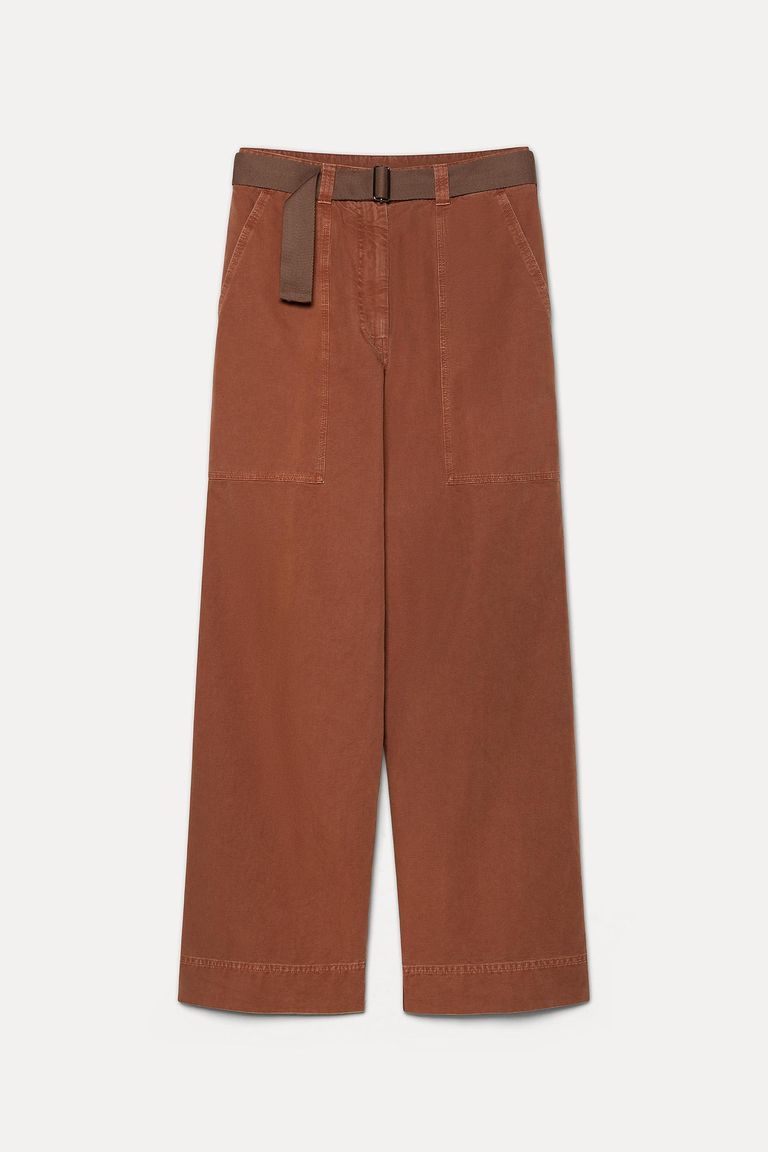 Cargo-style cotton panama trousers canyon