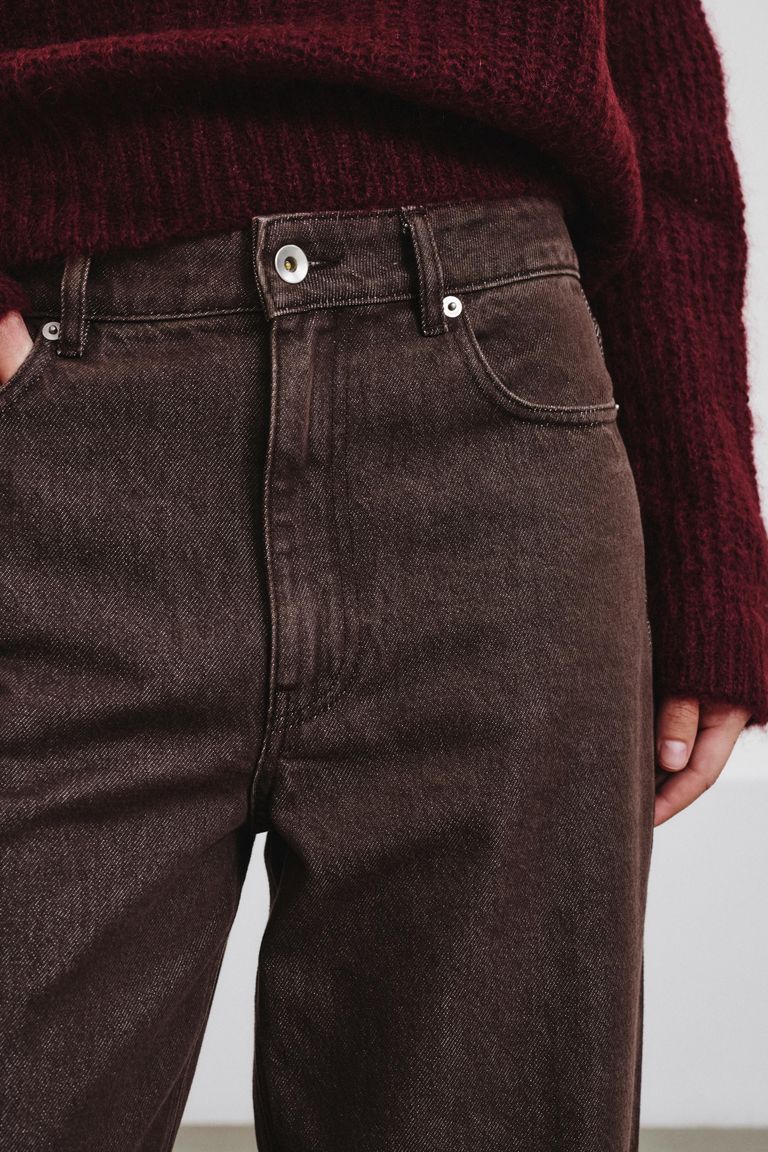Relaxed-fit 5-pocket trousers in washed cotton-lyocell bull mahogany