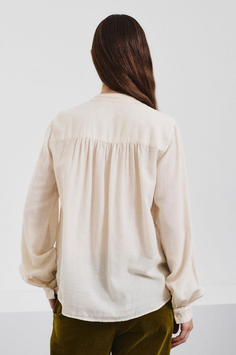 Cotton and wool micro-weave polo-style shirt
