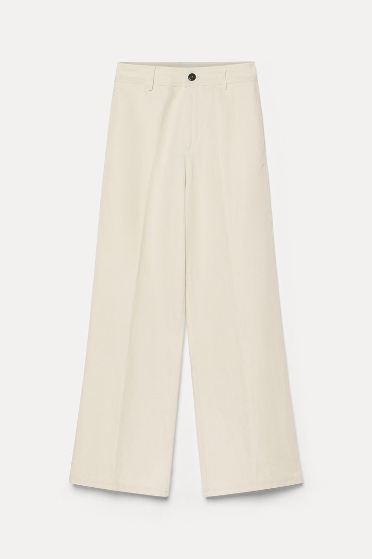 Pantalone A-line in twill di cotone e lino
