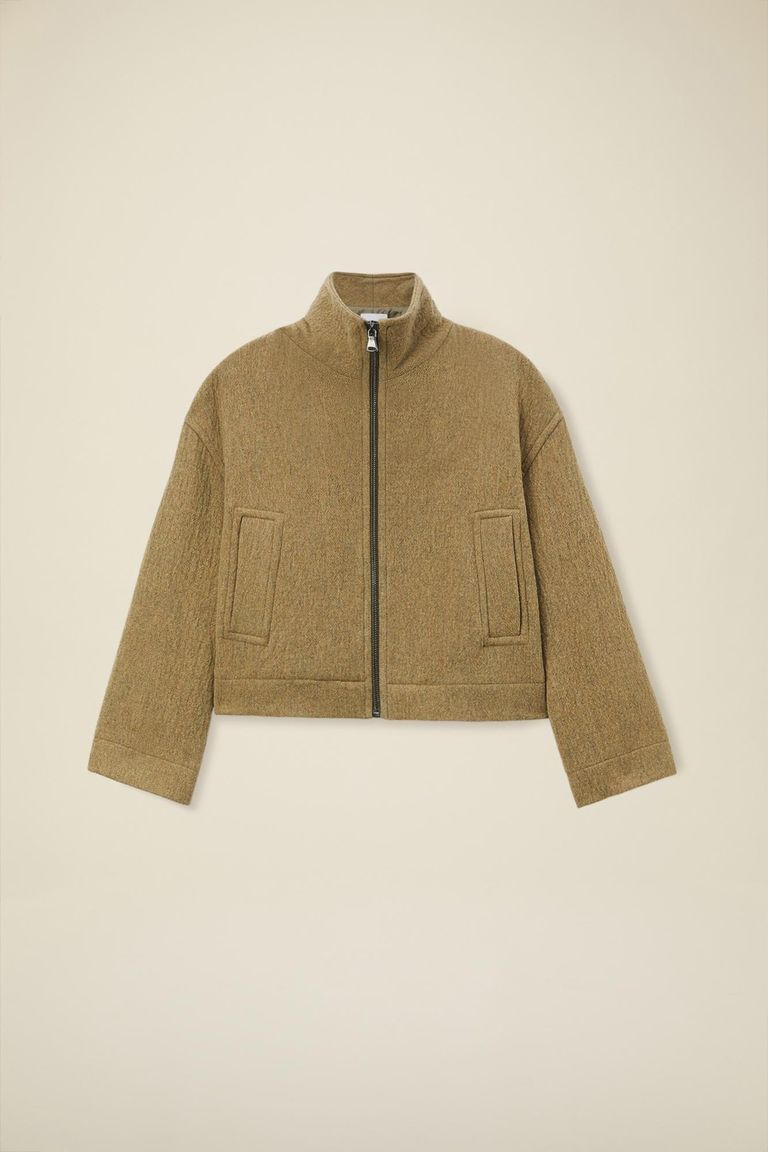 Zipped jacket in wool-blend cloth