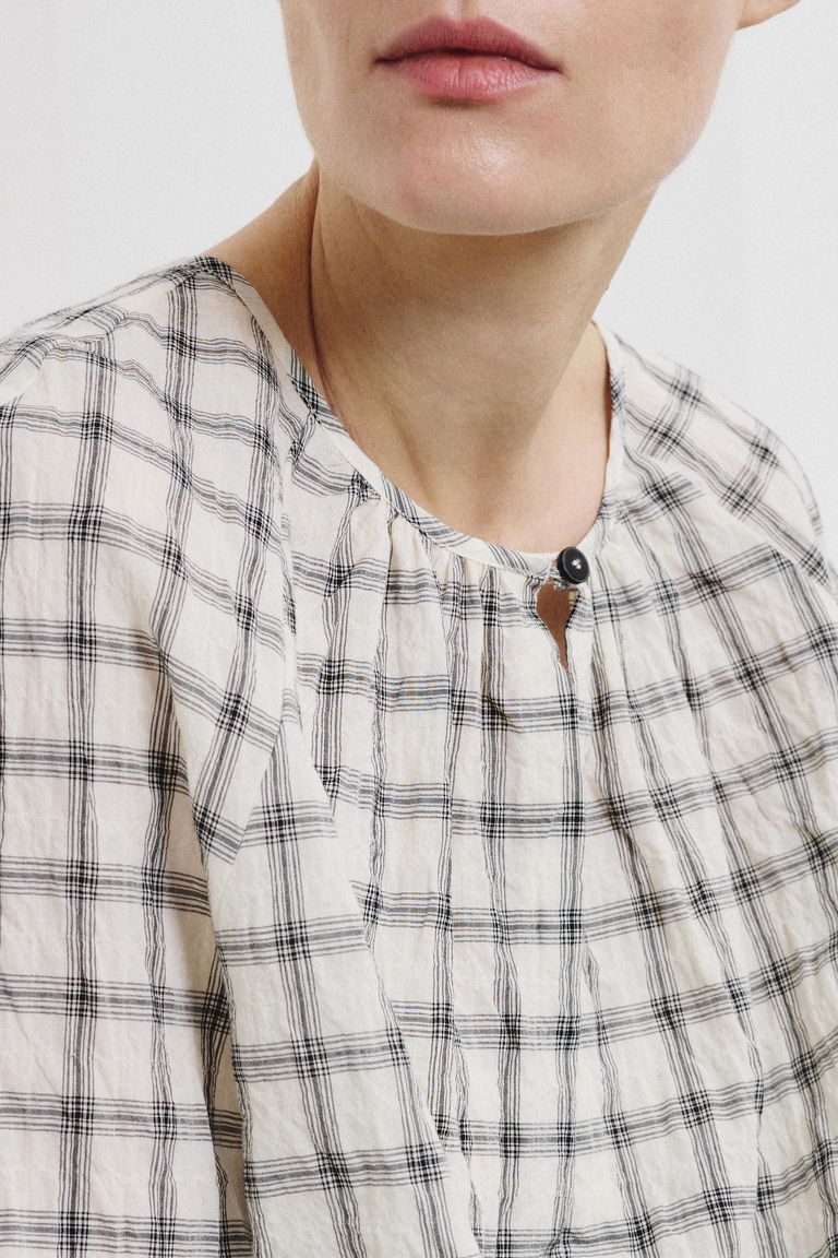 Cotton madras blouse butter