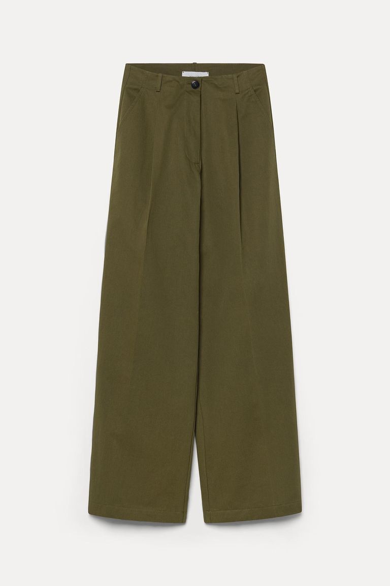 Wide cotton drill trousers