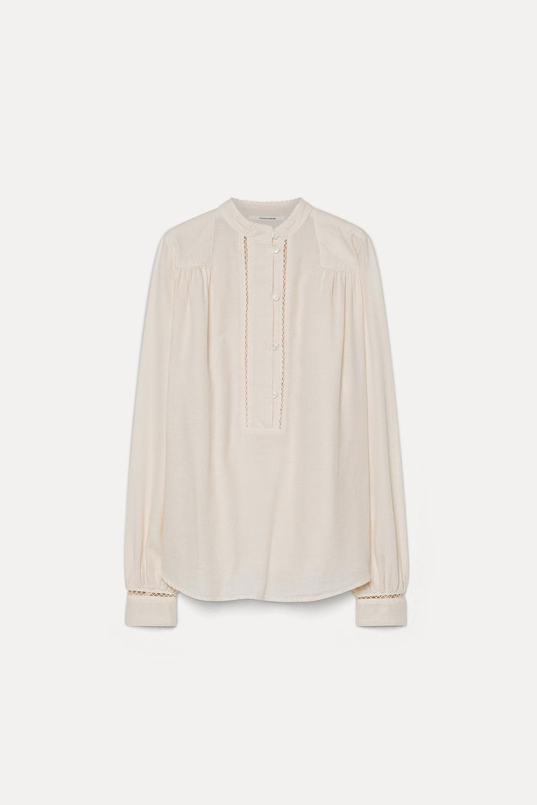 Cotton and wool micro-weave polo-style shirt