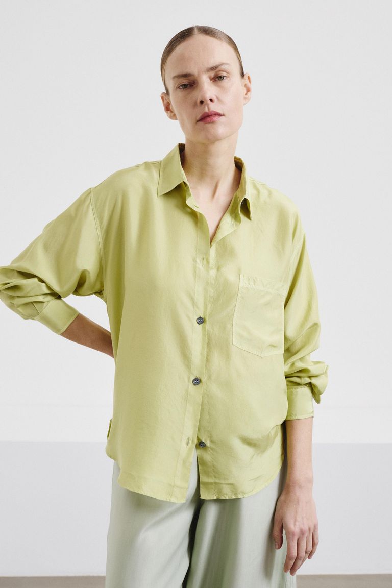 Silk habutai shirt wasabi