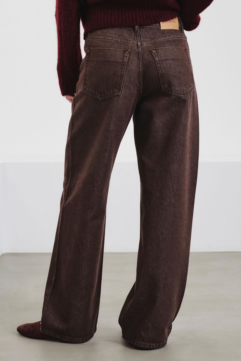 Relaxed-fit 5-pocket trousers in washed cotton-lyocell bull mahogany