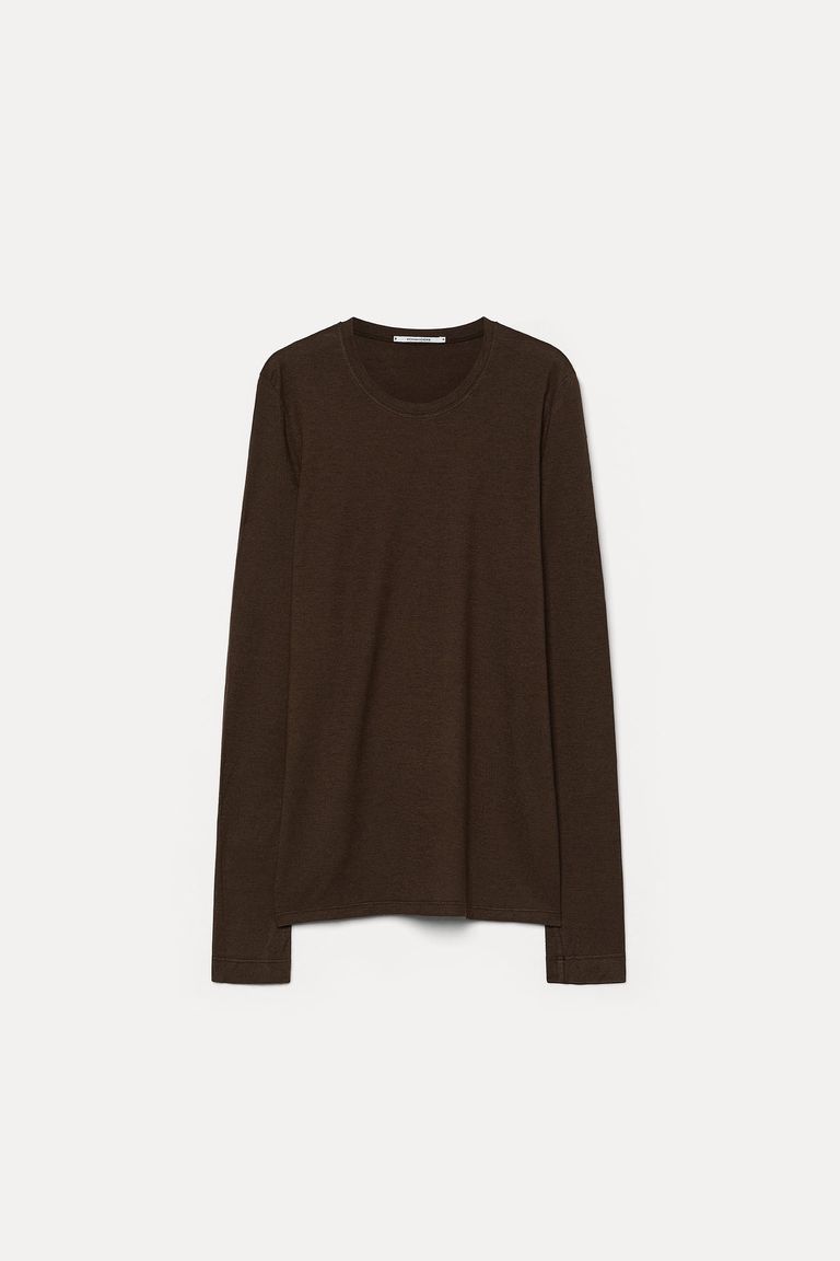 Long-sleeve T-shirt in linen and cotton jersey ebony