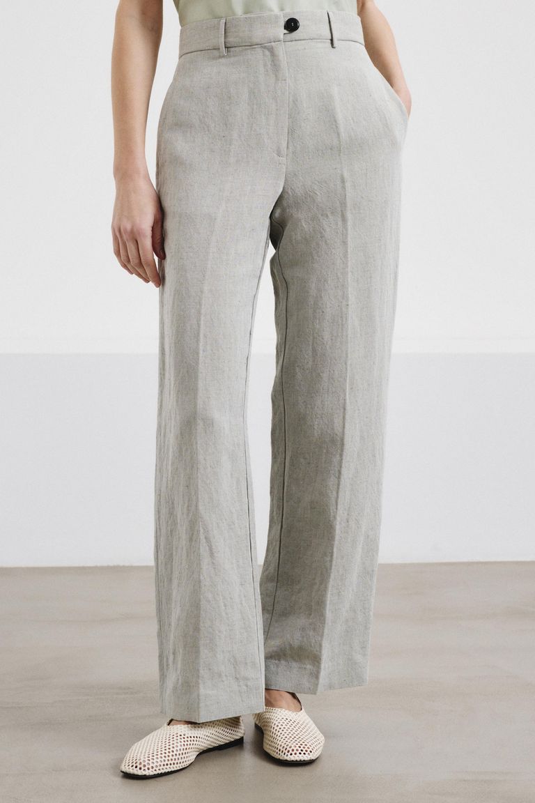 Slubbed cotton trousers olive