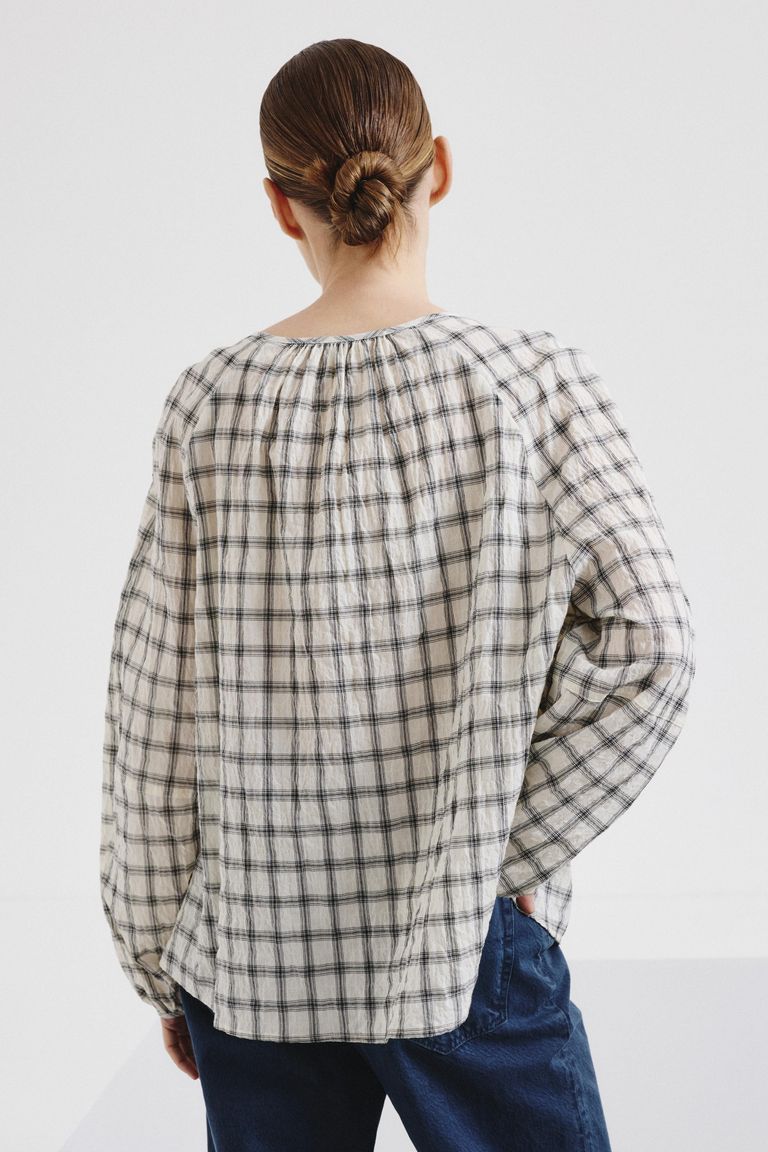 Cotton madras blouse butter