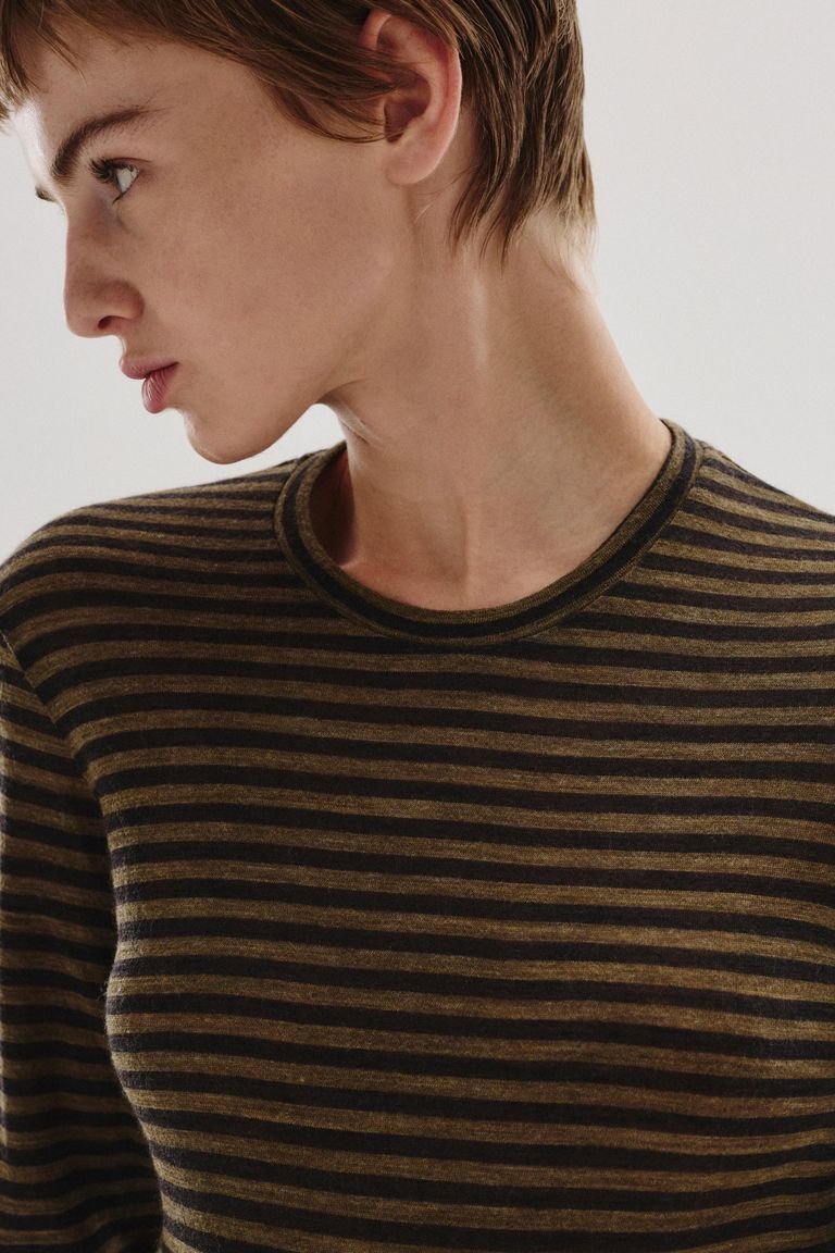 Striped wool jersey T-shirt