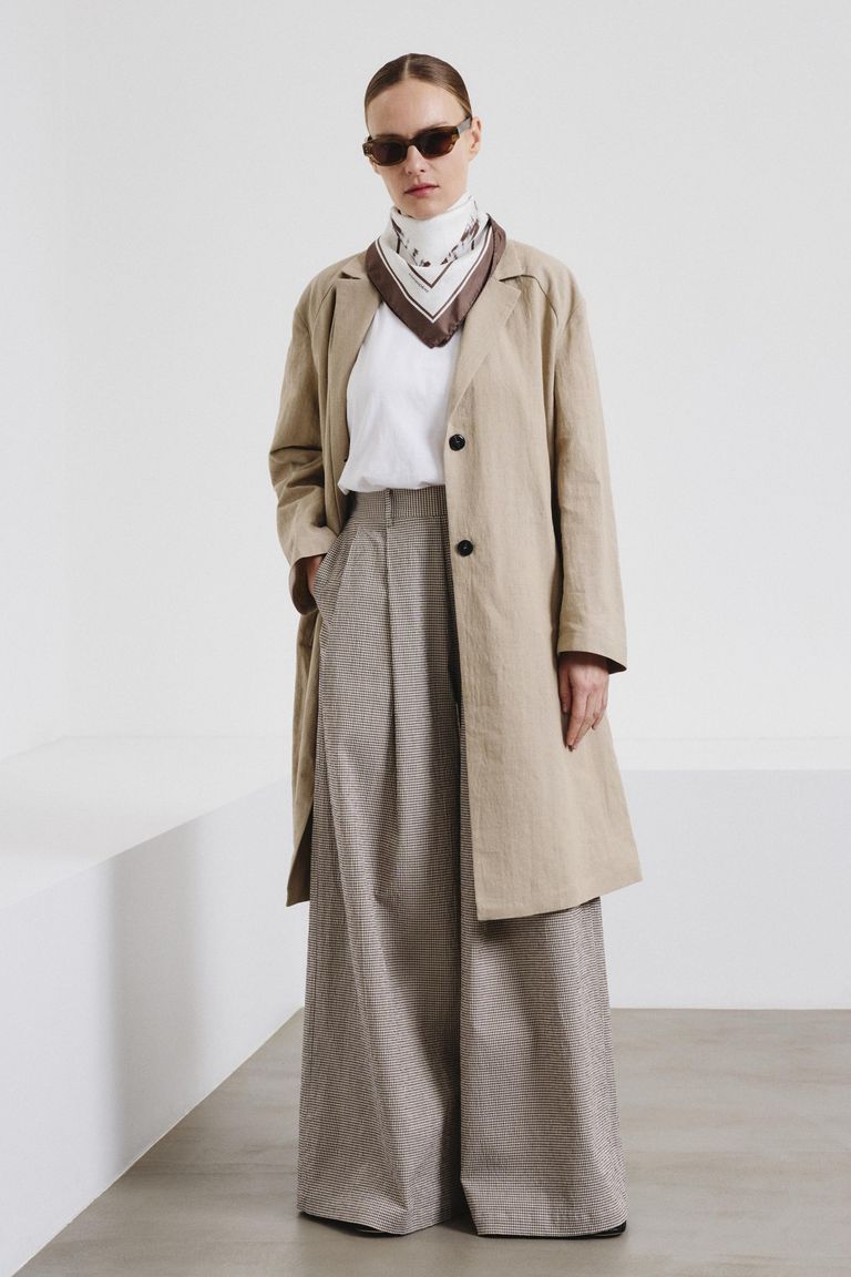 Manteau en panama de lin et coton jute