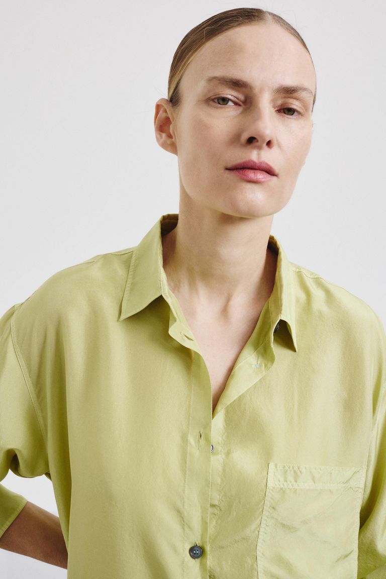 Silk habutai shirt wasabi