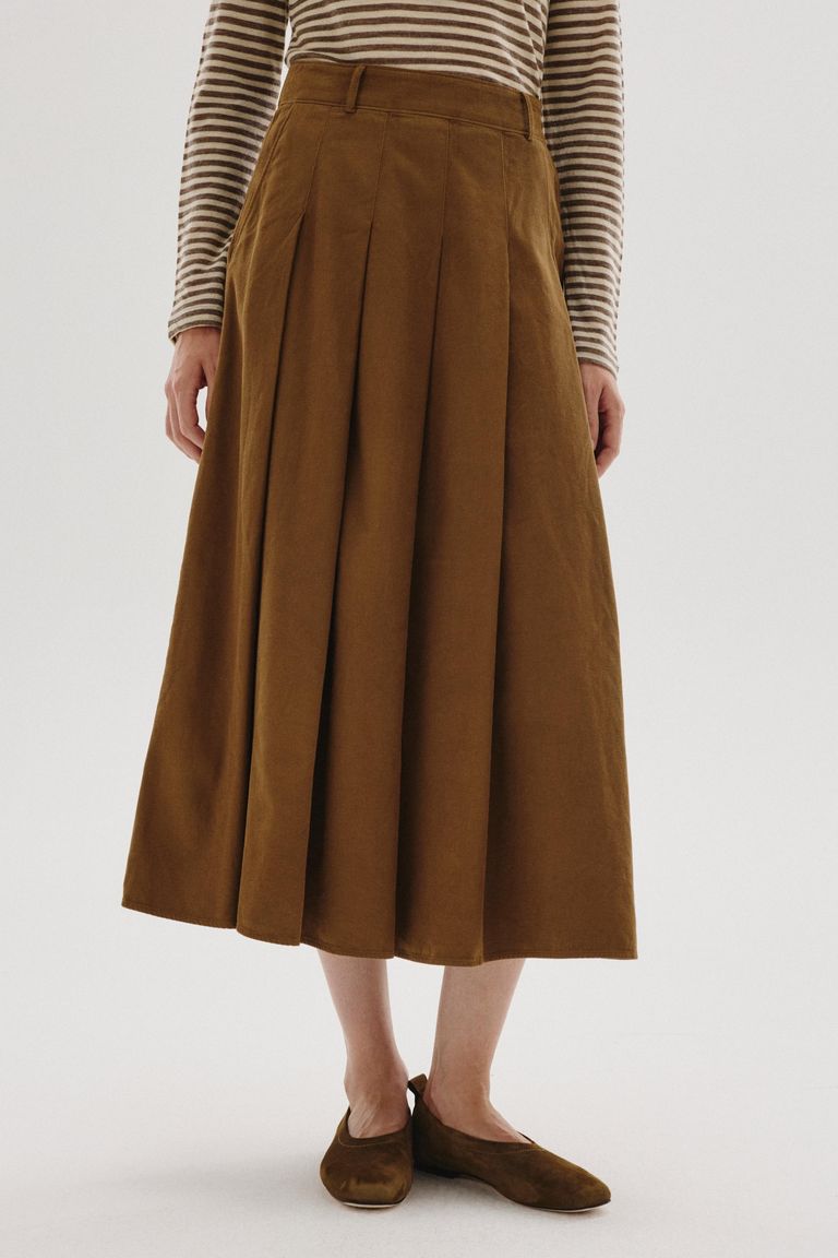 Cotton and wool flannel skirt
