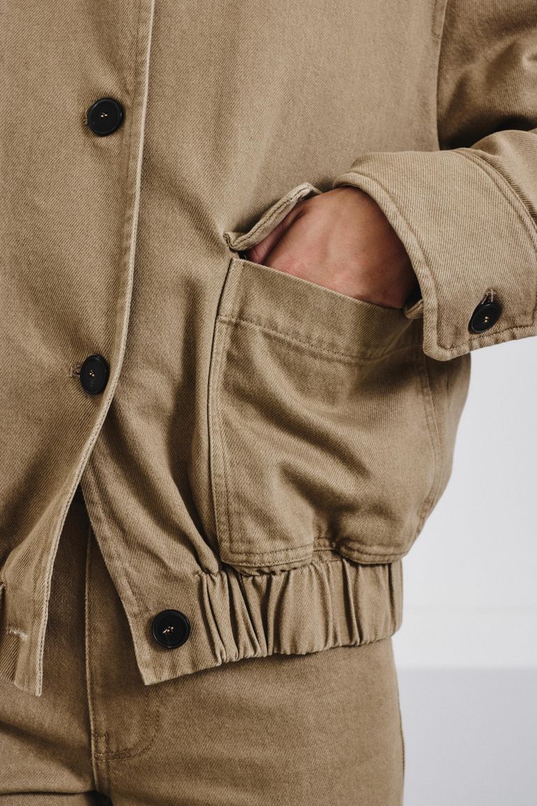 Faded cotton and lyocell bull denim jacket sage