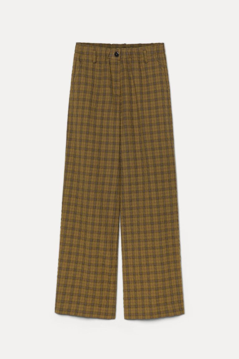 Check cotton-wool flannel trousers