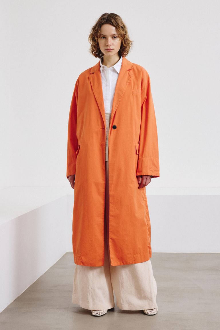 Cotton gabardine coat lobster