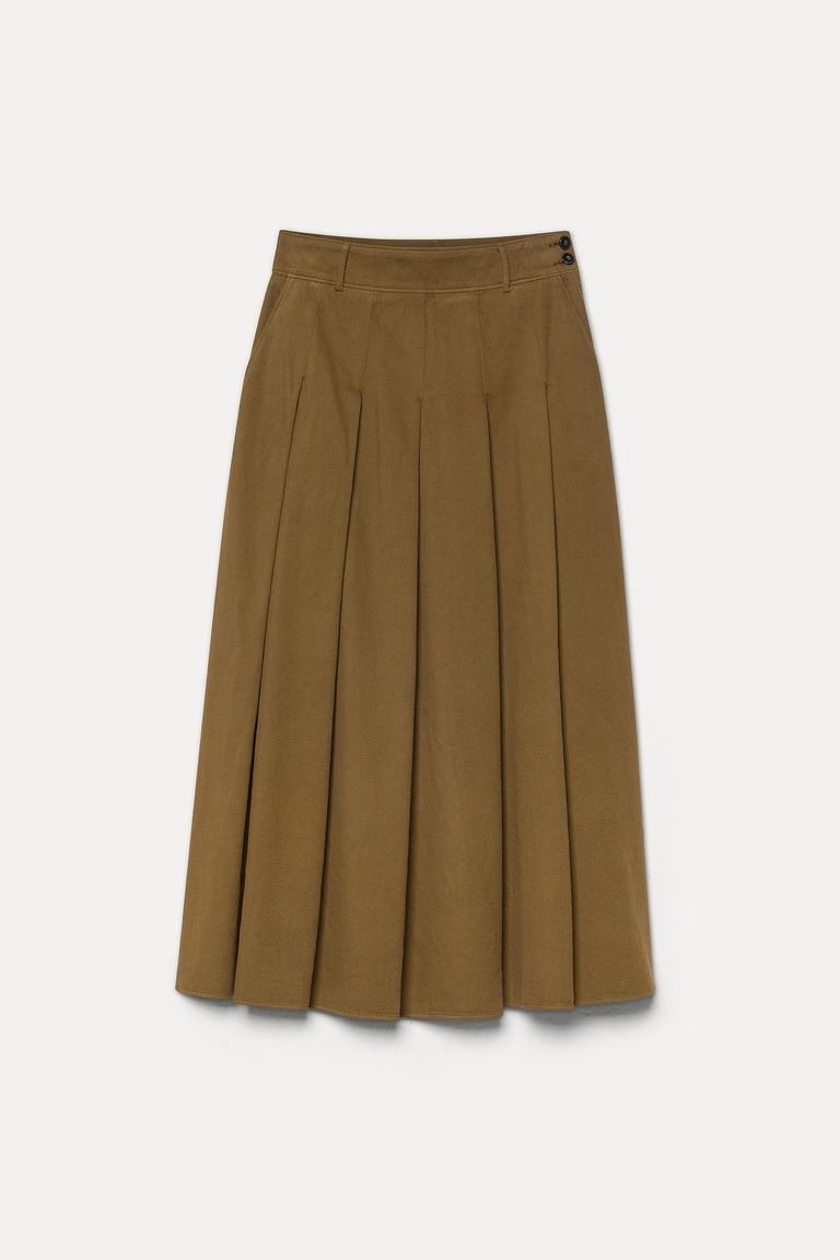 Cotton and wool flannel skirt