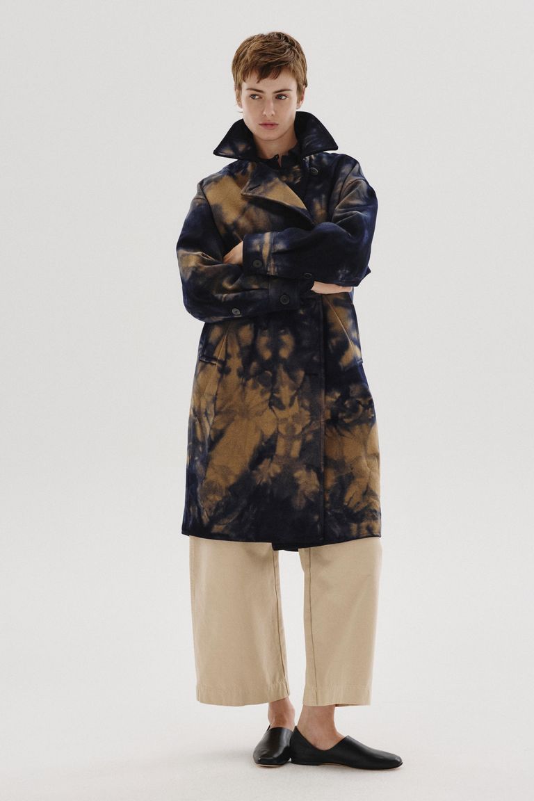 Manteau en drap de laine maltinto bleu marine